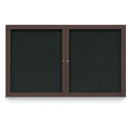 United Visual Products 96"x48" 2-Door Enclosed Outdoor Letterboard, Black Felt/Bronze UV1162DDD9648-BRONZE-BLACK